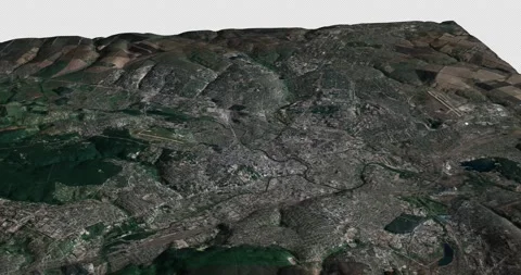 Kharkov map rotate 360 loop ccw with 3d relief 4K satellite ground height Stock Footage 217398829