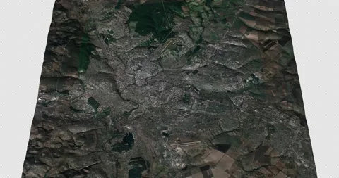Kharkov south to north map with 3d relief 4K satellite ground top height Stock Footage 217400035