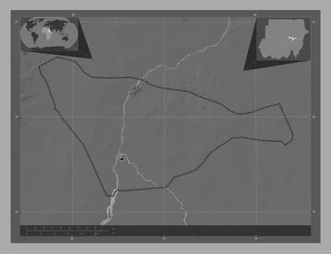 Khartoum, Sudan. Bilevel elevation map with lakes and rivers Stock Illustration