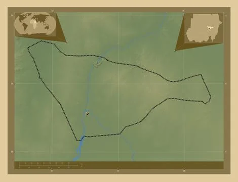 Khartoum, Sudan. Colored elevation map with lakes and rivers Stock Illustration
