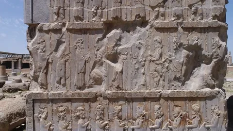 Khashayar palace inscripts Video stock 164569594