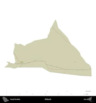 Khbash, Saudi Arabia, isolated on white. Topographic Humanitarian 스톡 일러스트