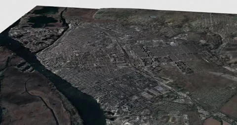 Kherson map rotate 360 loop cw with 3d relief 4K satellite ground height Stock Footage 216106293