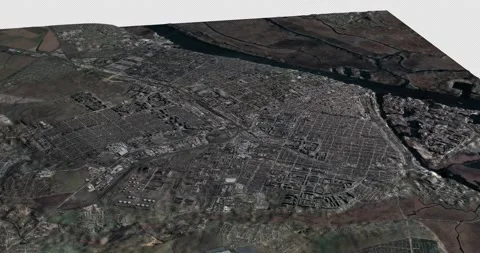 Kherson map rotate 360 loop ccw with 3d relief 4K satellite ground height Stock Footage 216106675