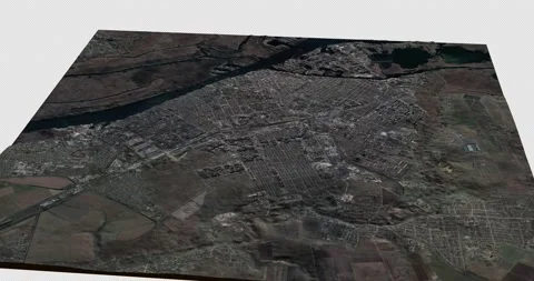 Kherson north to south map with 3d relief 4K satellite ground height Stock Footage 216109718