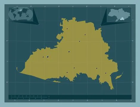 Kherson, Ukraine. Solid color shape. Locations of major cities of the region イラスト素材