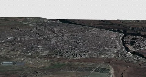 Kherson west to east map with 3d relief 4K satellite ground low height Stock Footage 216101700