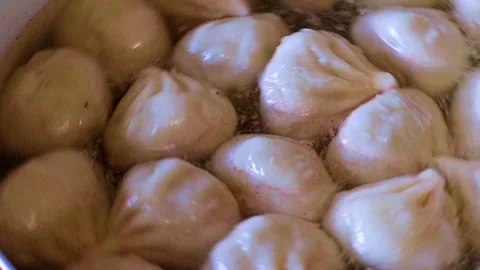 Khinkali in boiling broth Stock-Footage 310046330