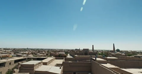 Khiva old town panorama view. Itchan Kala. Travel in Uzbekistan Stock Footage 285044101