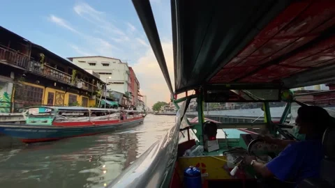 Khlong Boat public water bus service in Bangkok, Thailand 4K Stock Footage 201926053