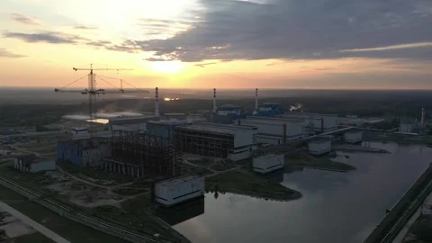 Khmelnitsky Nuclear Power Plant, Ukraine. Aerial view Stock Footage 319406748