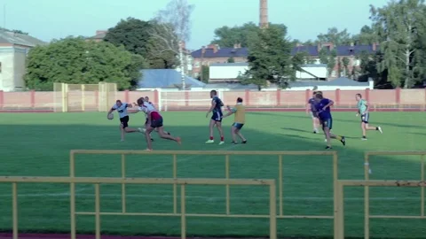 KHMELNYTSKYI, UKRAINE - AUGUST 10, 2017: Rugby 7s Men's training Stock Footage 78756186