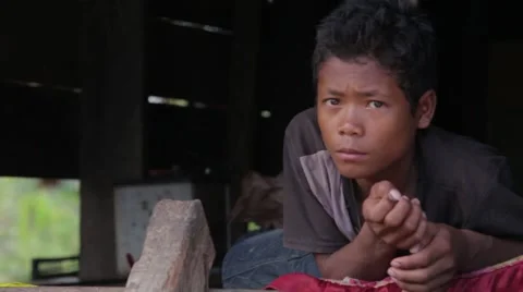 Khmer Boy Looks at Camera Stock Footage 40071519