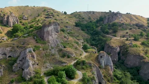 Khndzoresk Cave Settlement. Drone View Stock Footage 344470566