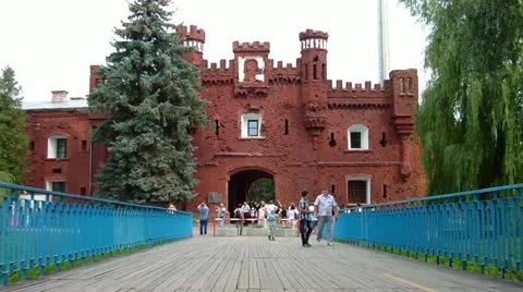 "Kholmsk Gate" - The outer facade of the Kholmsky gate Brest Fortress. Stock Footage 11517254