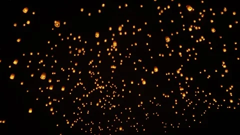 Khom Loi Lanterns Flying During Yi Peng Lantern Festival In Northern Thailand Stock Footage 295252850