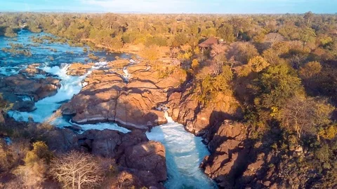 Khone Falls aerial view Vídeos de archivo 123153694