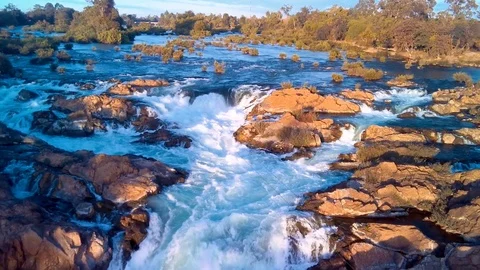 Khone Falls aerial view Видео 123153718