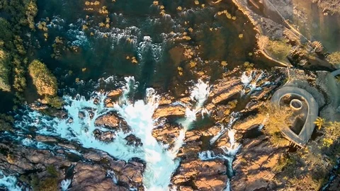 Khone Falls aerial view Video stock 123507389