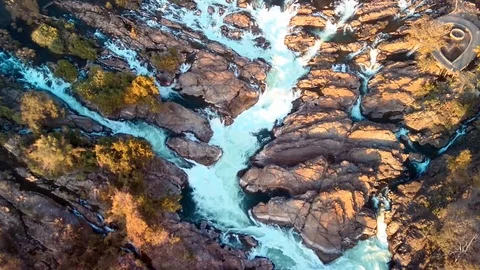 Khone Falls aerial view Video stock 123507390