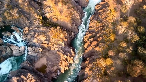 Khone Falls aerial view Video stock 123507391