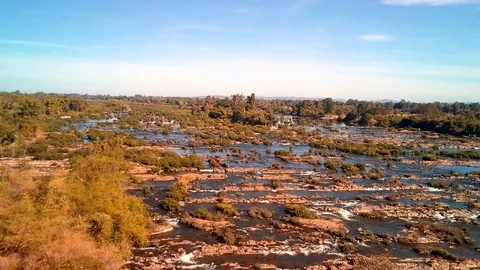 Khone Falls aerial view Video stock 123756298