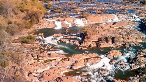 Khone Falls aerial view Video stock 123893971