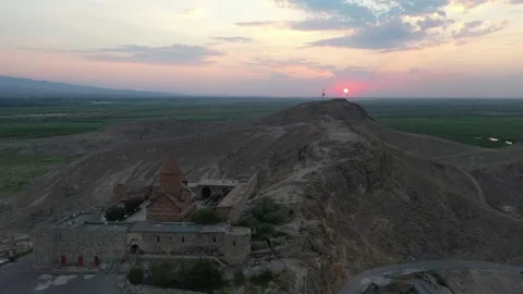 Khor Virap monastery complex by drone 13 Video stock 331594177