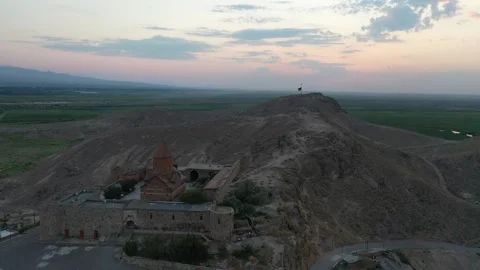 Khor Virap monastery complex by drone 21 Video stock 331594469
