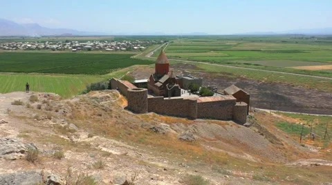 Khor Virap, the monastery not far from the legendary Ararat Video stock 56292907