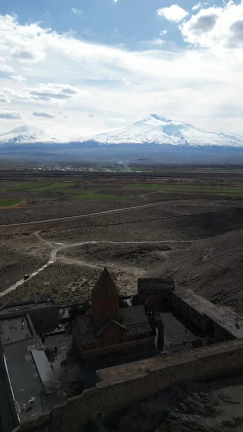 Khor Virap Monastery, Vertical 4K drone footage Stock Footage 274479122