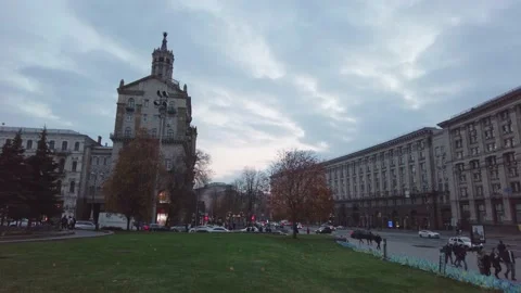 Khreshchatyk Street in the evening. Stock Footage 220857767