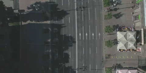 Khreshchatyk street top view to empty road Ukraine Kyiv 12 may 2018 Stock Footage 273613370
