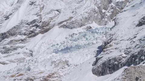 Khumbu Icefall seen from Everest Base Camp in Nepal 스톡 동영상 334943031