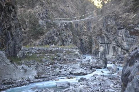Khumbu valley river Foto stock