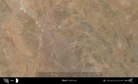 Khusf outlined, Iran. Satellite image. April 2020 Stock Illustration