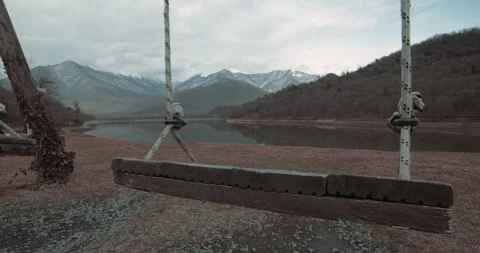 Khvareli Swing by the lake Stock Footage 254404901