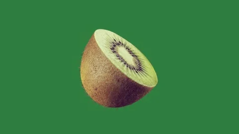 Ki and a kiwi an orange fruit on single leaf screen egg Stock Footage 335980054