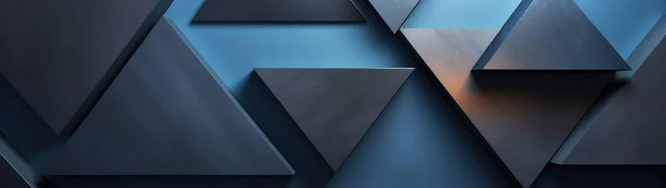 KI Generative Illustration einer 3D-Dreieckswand in Blau und Dunkelblau in... Stock Photos