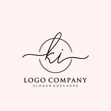 KI Initial handwriting logo design Stock Illustration