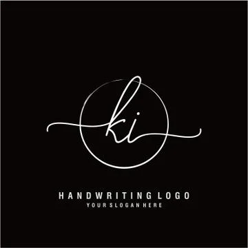KI Initial handwriting logo design Stock Illustration