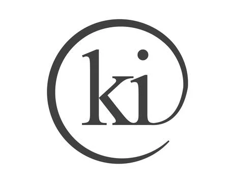 KI logo from two letter with circle shape email sign style. K and I round l.. Stock Illustration