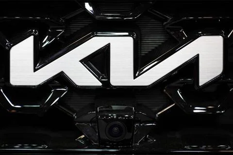 Kia logo emblem sign Sofia, Bulgaria - 3 June, 2022: Close-up of Kia logo ... Stock Photos