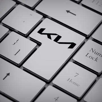 Kia logo notebook keycap 3d illustration stock market editorial Stock Photos