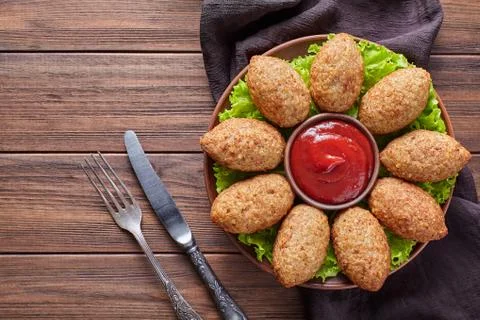 Kibbeh middle eastern beef, lamb, goat or camel meat stuffed bulgur kofta spicy Stock Photos