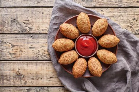 Kibbeh traditional middle eastern arabic lamb meat kofta meatball croquettes Stock Photos