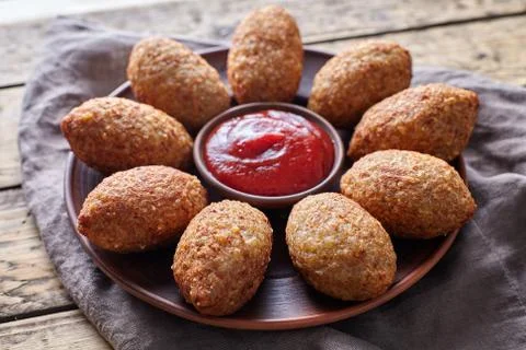 Kibbeh traditional middle eastern arabic restaurant lamb goat or camel meat Stock Photos