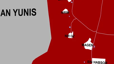 Kibbutz Nir Oz October 7 Map Stock Footage 284615438