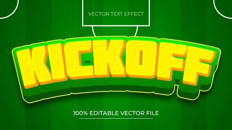 Kick Off 3d editable text effect with green and white color Illustrazione stock