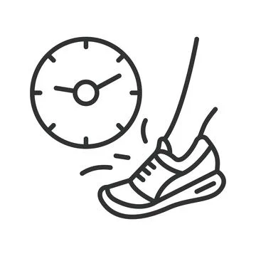 Kick to the clock time pressure icon in line design Stock Illustration